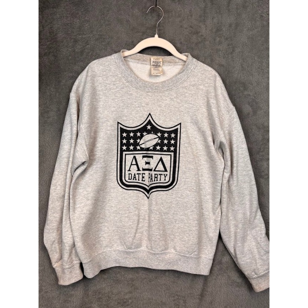 Y2K Gildan AEA Date Party Football Shield Greek Letters Crewneck Sweatshirt Sz M